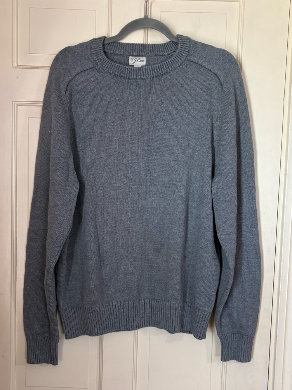 J Crew Sweater Mens X-Large Gray Heritage Cotton Crewneck Pullover Classic